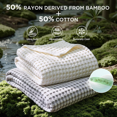 Cooling Bamboo Waffle Blanket